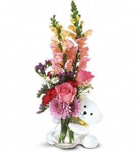 Teleflora's Bear Hug Bear with Pink Roses in Kentwood LA, Glenda's Flowers & Gifts, LLC