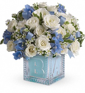Baby's First Block by Teleflora - Blue in Kentwood LA, Glenda's Flowers & Gifts, LLC