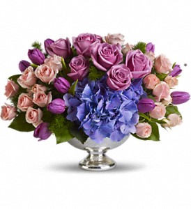 Teleflora's Purple Elegance Centerpiece in Kentwood LA, Glenda's Flowers & Gifts, LLC